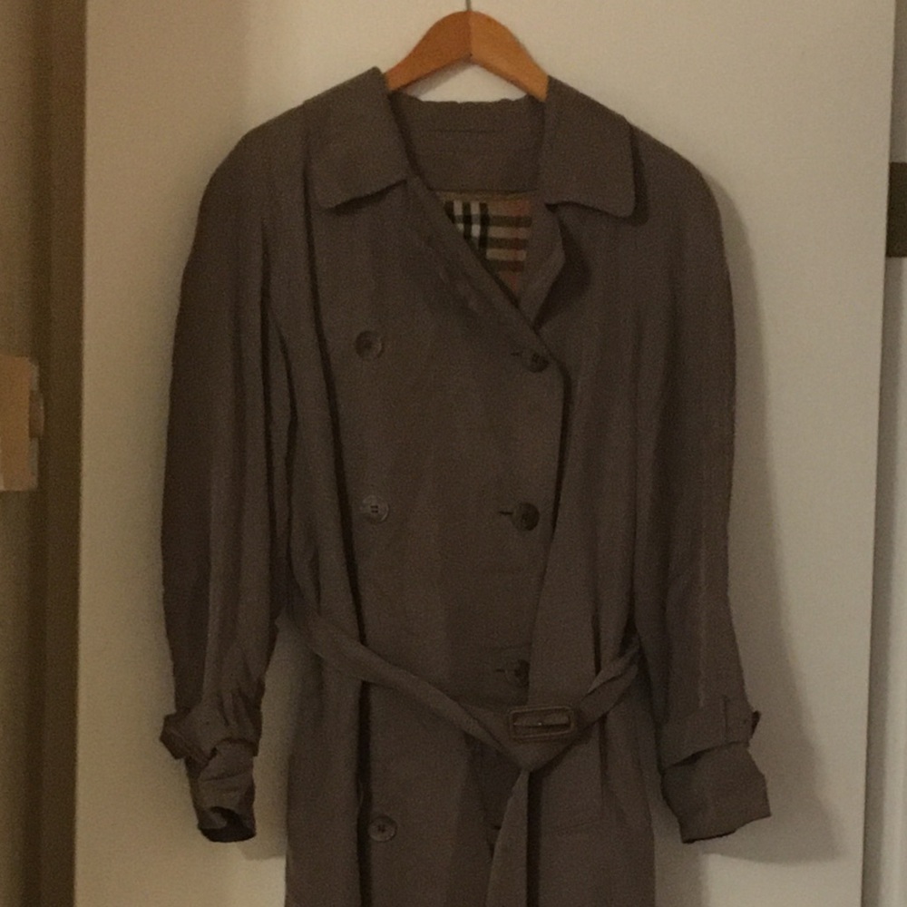 VINTAGE BURBERRY/S KHAKI TRENCH COAT WITH REMOVABLE LINER SIZE 4 EUC